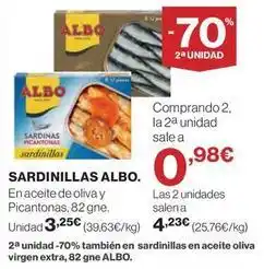 Hipercor Albo - sardinillas en aceite de oliva / picantonas oferta