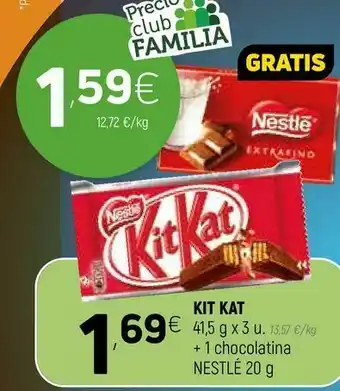 Coviran Barritas de chocolate kit kat oferta