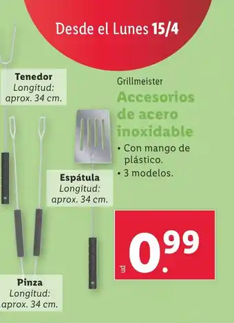 Lidl Grillmeister Accesorios de acero inoxidable oferta