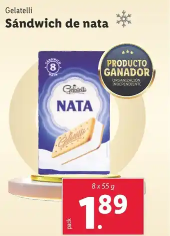 Lidl Gelatelli Sándwich de nata oferta