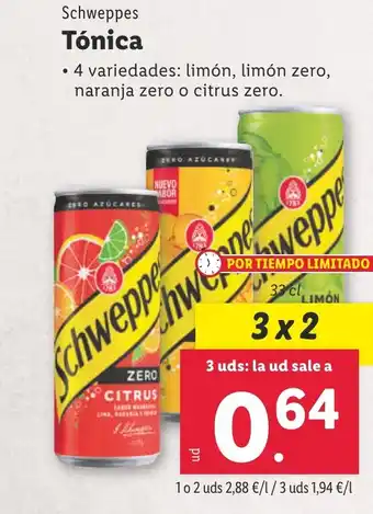 Lidl Schweppes Tónica oferta