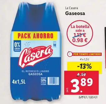 Lidl La Casera Gaseosa oferta