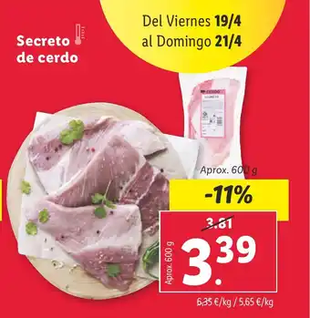 Lidl Secreto! de cerdo oferta