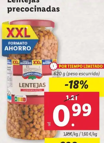 Lidl Campo Largo Lentejas precocinadas oferta