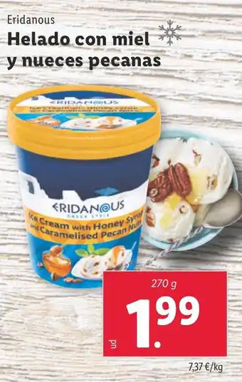 Lidl Eridanous Helado con miel y nueces pecanas oferta