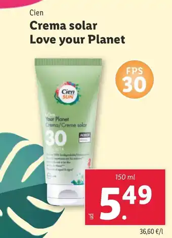 Lidl Crema solar Love your Planet oferta