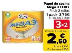 Carrefour Foxy - papel de cocina mega 3 oferta