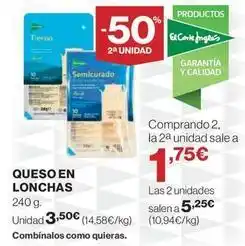 El Corte Inglés Queso en lonchas oferta