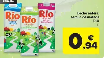 Carrefour Market Leche entera, semi o desnatada oferta