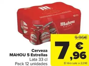 Carrefour Market Cerveza MAHOU 5 Estrellas oferta