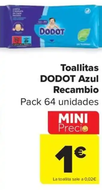 Carrefour Market Toallitas DODOT Azul Recambio Pack 64 unidades oferta