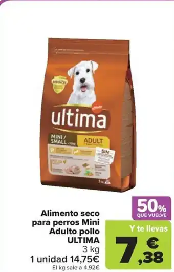 Carrefour Market Alimento seco para perros Mini Adulto pollo ULTIMA 3 kg oferta