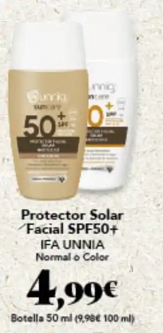 Gadis Protector Solar Facial SPF50+ IFA UNNIA Normal o Color oferta