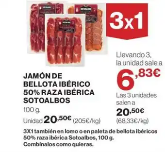 Hipercor JAMÓN DE BELLOTA IBÉRICO 50% RAZA IBÉRICA SOTOALBOS oferta