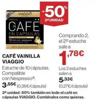Hipercor CAFÉ VAINILLA VIAGGIO oferta