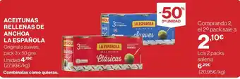 Hipercor ACEITUNAS RELLENAS DE ANCHOA LA ESPAÑOLA oferta