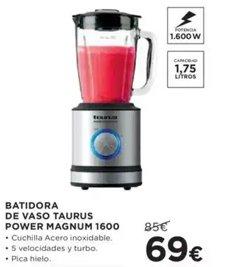 Hipercor BATIDORA DE VASO TAURUS POWER MAGNUM 1600 oferta