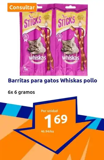 Action Barritas para gatos Whiskas pollo oferta