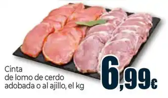 Unide Supermercados Cinta de lomo de cerdo adobada o al ajillo, el kg oferta