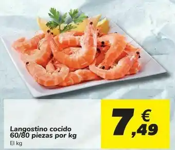 Carrefour Langostino cocido 60/80 piezas oferta