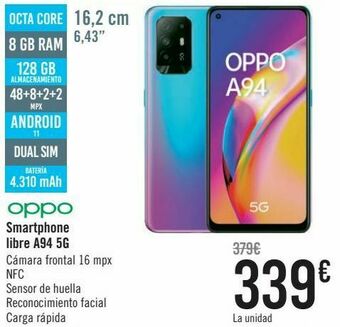 Carrefour Oppo smartphone libre a94 5g oferta