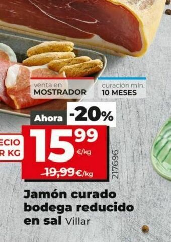 Maxi Dia Jamón curado bodega reducido en sal villar oferta