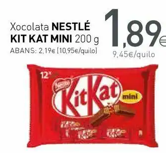 Condis Xocolata nestlé kit kat mini oferta