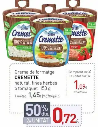 Condis Crema de formatge cremette natural, fines herbes o tomàquet oferta