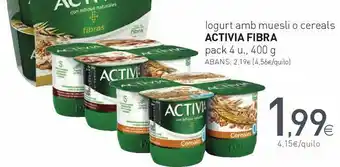 Condis Iogurt amb muesli o cereals activia fibra oferta
