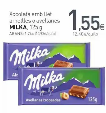 Condis Xocolata amb llet ametlles o avellanes milka oferta
