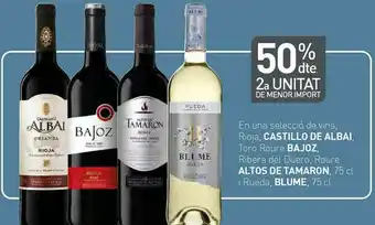 Condis En una selecció de vins, rioja, castillo de albai, toro roure bajoz, ribera del duero, roure altos de tamarón i rueda blume oferta