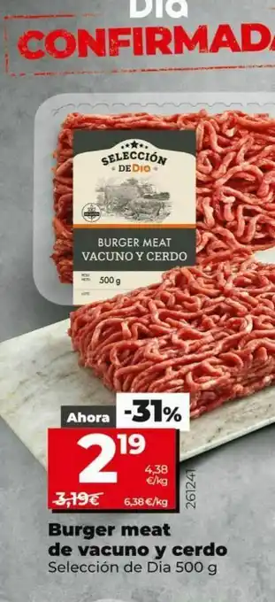 Dia Burguer meat de vacuno y cerdo oferta