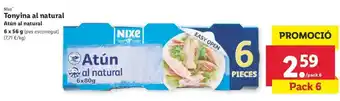 Lidl Nixe Tonyina al natural 6 x 56g oferta