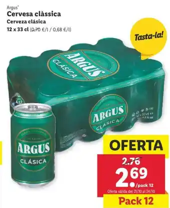 Lidl Argus Cervesa clássica 12 x 33cl oferta