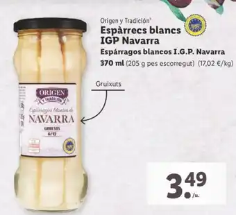 Lidl Espárrecs blancs IGP Navarra 370ml oferta