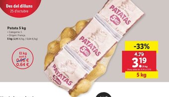 Lidl Patata 5kg oferta