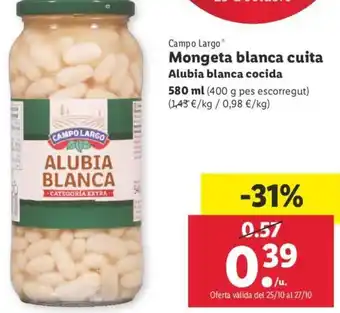 Lidl Mongeta blanca cuita 580ml oferta