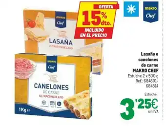 Makro Makkro Chef Lasaña o canelones de carne 2x500g oferta