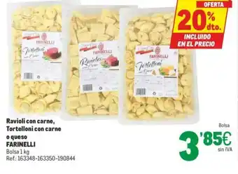 Makro Farinelli Raviolli con carne Tortelloni con carne o queso oferta