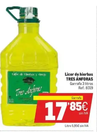 Makro Tres Anforas Licor de hierbas 3 litros oferta