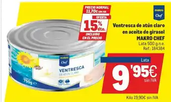 Makro Makro Chef Ventresca de atún claro en aceite de girasol 500g oferta