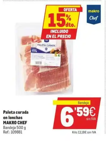 Makro Makro Chef Paleta curada en lonchas 500g oferta
