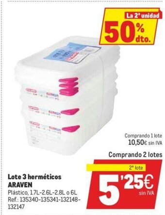 Makro Araven Lote 3 herméticos oferta