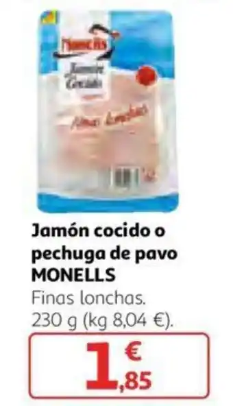 Alcampo Monells Jamón cocido o pechuga de pavo 230g oferta