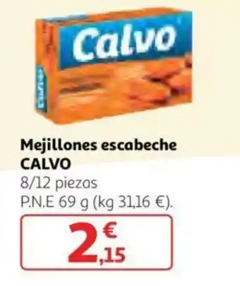 Alcampo Calvo Mejillones escabeche 8/12 piezas 69g oferta