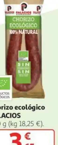 Alcampo Palacios Chorizo ecológico 200 g oferta