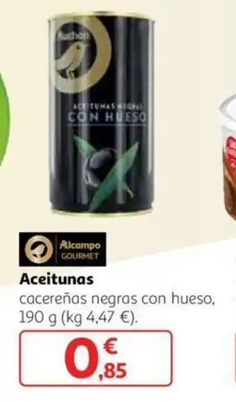 Alcampo Aceitunas cacereñas negras con hueso, 190 g oferta