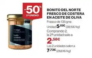 El Corte Inglés Bonito del norte fresco de costera en aceite de oliva oferta