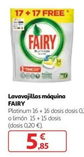 Alcampo Fairy Lavavajillas máquina Platinum 16+16 dosis dosis O, o limón 15+15 dosis oferta