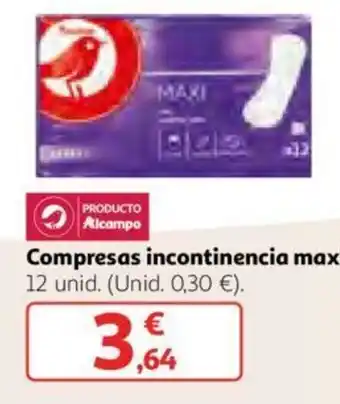 Compresas incontinencia maxi 12 unid.